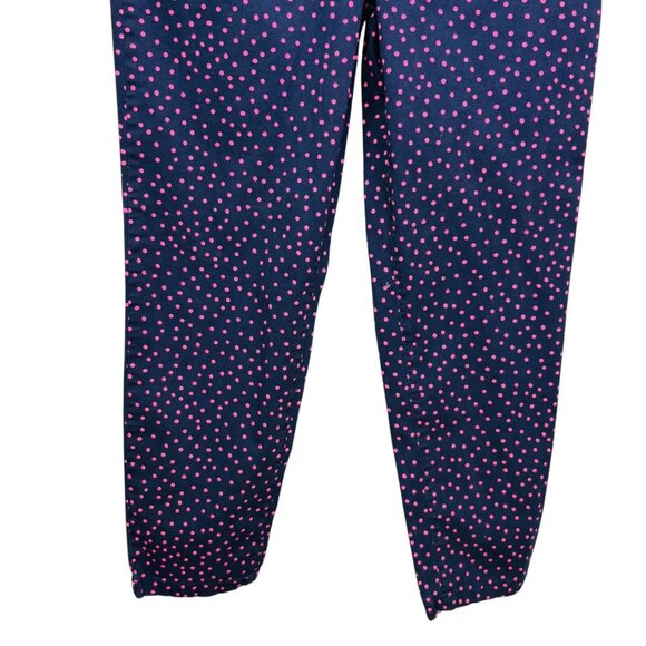Talbots Women Weekend Chino Navy Blue Pink Polka Dot Relaxed Fit Size 10 - Picture 5 of 13